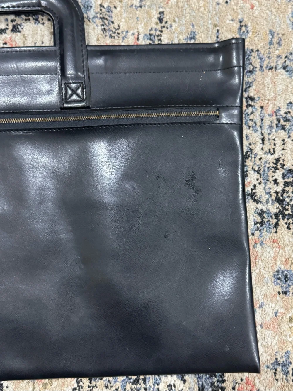Vintage Hazel Black Document Briefcase Portfolio Bag Attache Case Leather 17